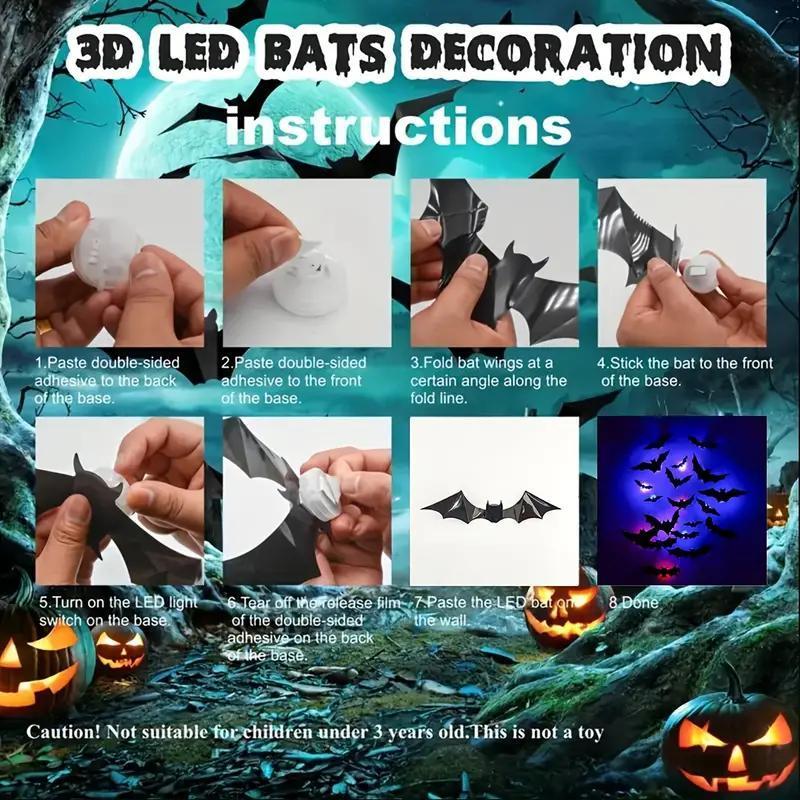 🎉 Essential Spooky Decor for Halloween 🎉Halloween Bat 3D Black 3D Bat Sticker Halloween