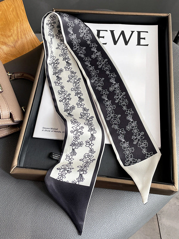 Flower Print Contrast Color Scarf