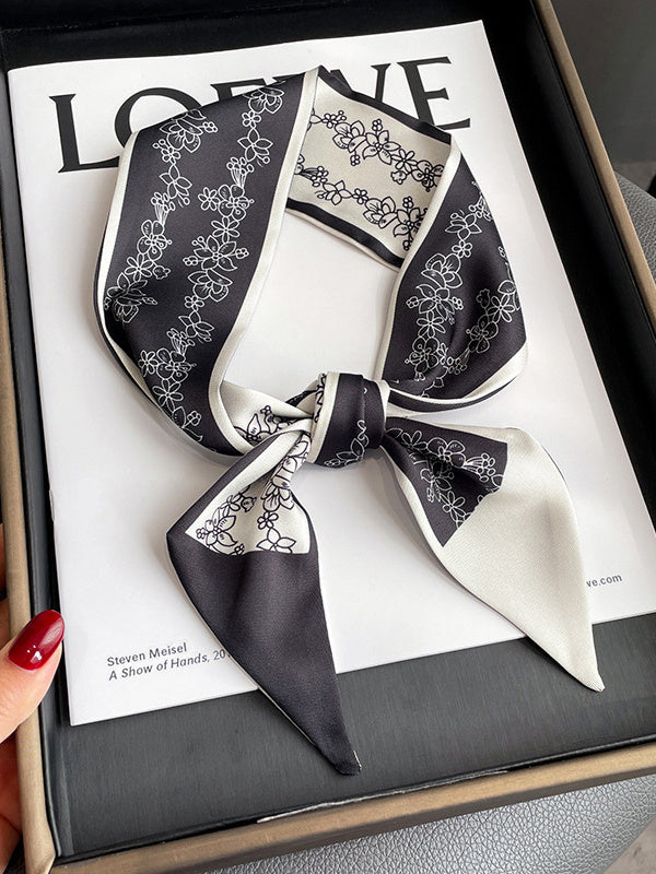 Flower Print Contrast Color Scarf