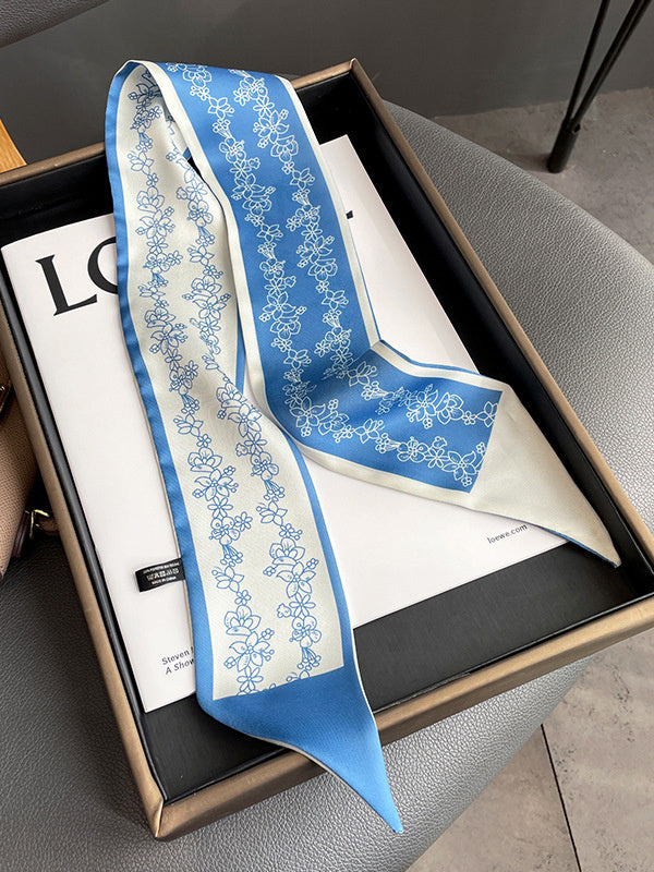 Flower Print Contrast Color Scarf
