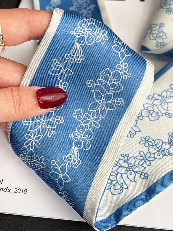 Flower Print Contrast Color Scarf