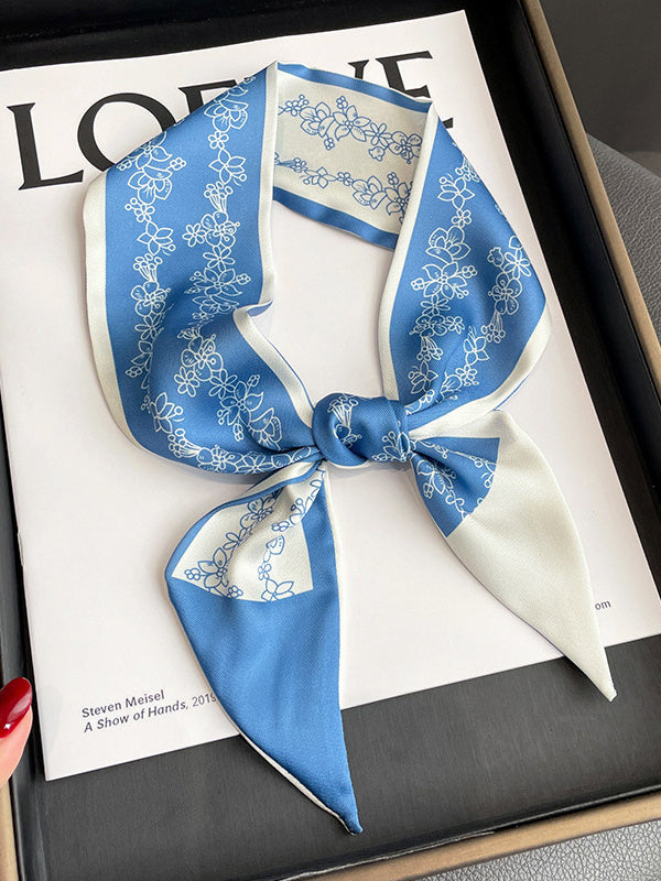 Flower Print Contrast Color Scarf