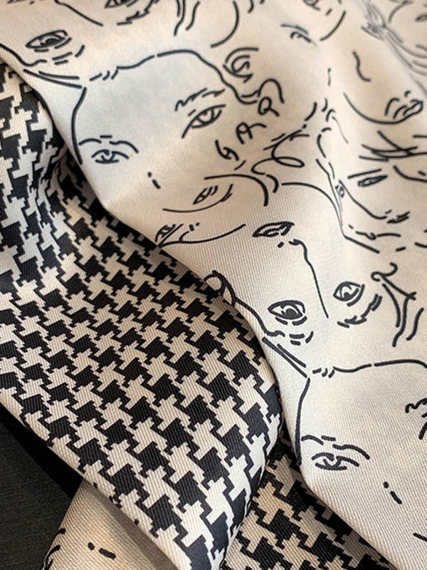 Vintage Silk Imitation Printed Scarf