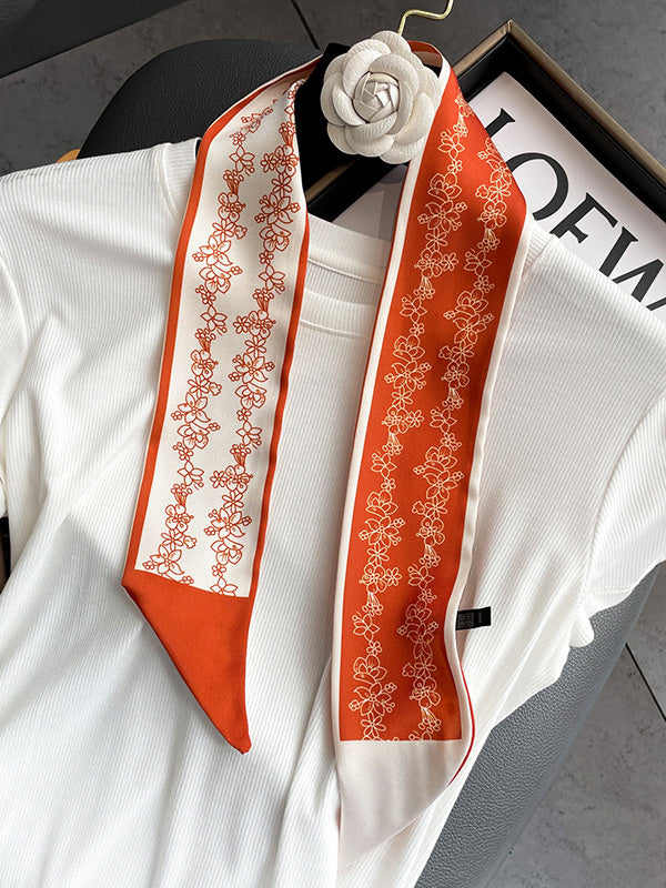 Flower Print Contrast Color Scarf