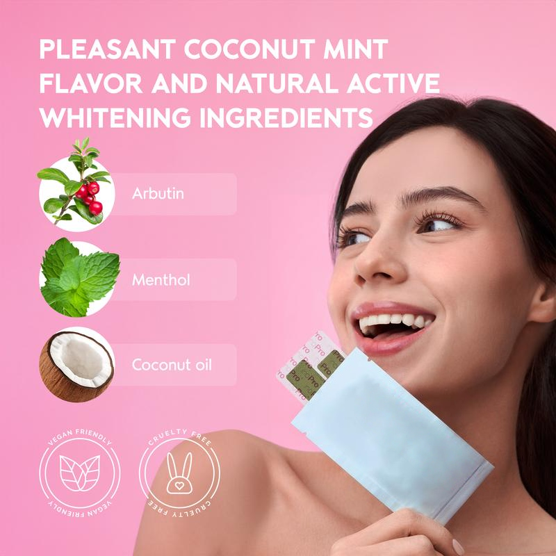 Teeth Whitening Strips 14 Treatments Kit, Peroxide Free Gentle Enamel Safe Green Strips, Instant Teeth Brightener w/ Coconut Oil