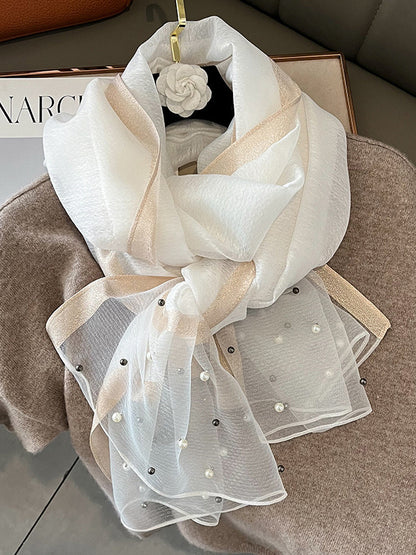 Sun-Protection Beaded See-Through Shawl&Scarf