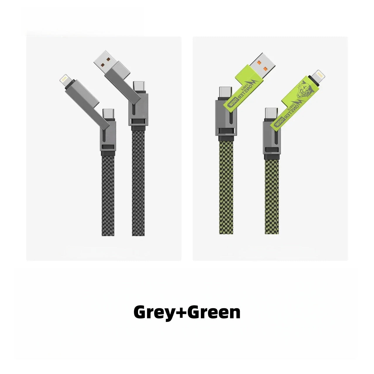 4-in-1 100W USB-C Charging Cable with Interchangeable Connectors