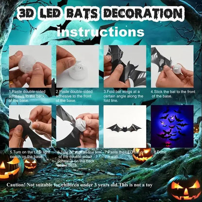 🎉 Essential Spooky Decor for Halloween 🎉Halloween Bat 3D Black 3D Bat Sticker Halloween