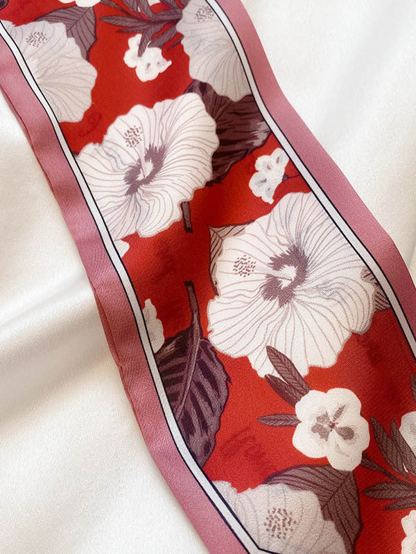 Original Floral Printed Hair Band&Silk Scarf