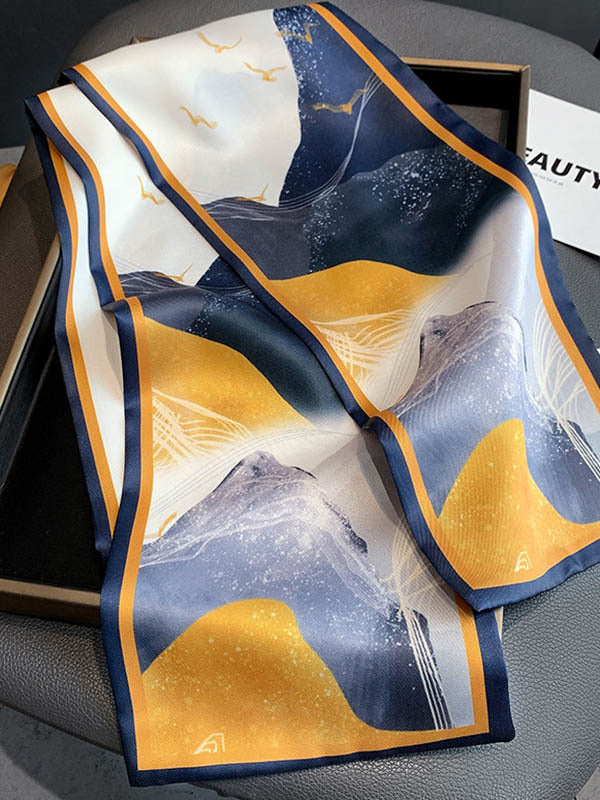 Vintage Silk Imitation Printed Scarf