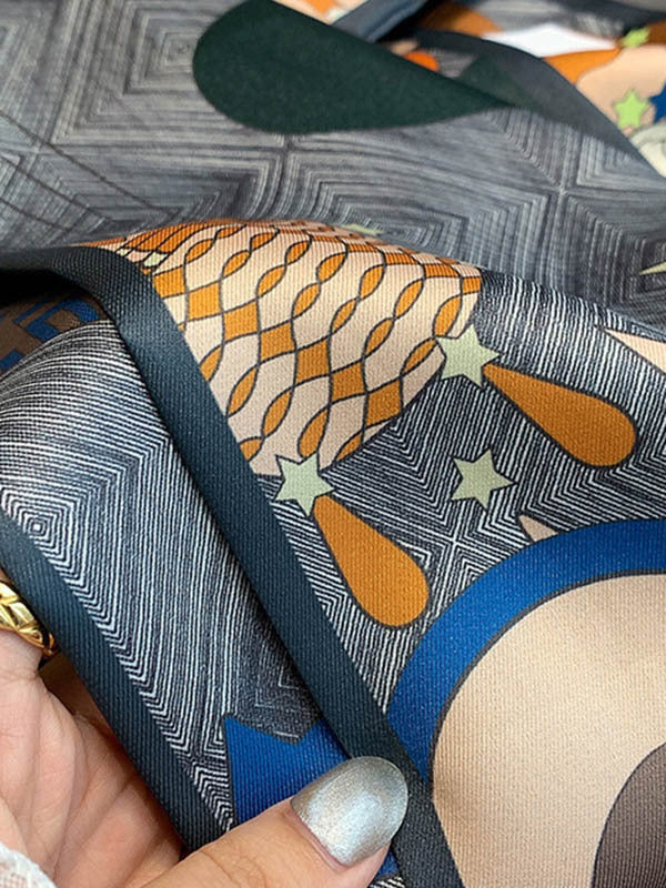 Vintage Silk Imitation Printed Scarf