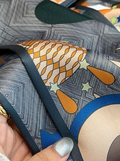 Vintage Silk Imitation Printed Scarf