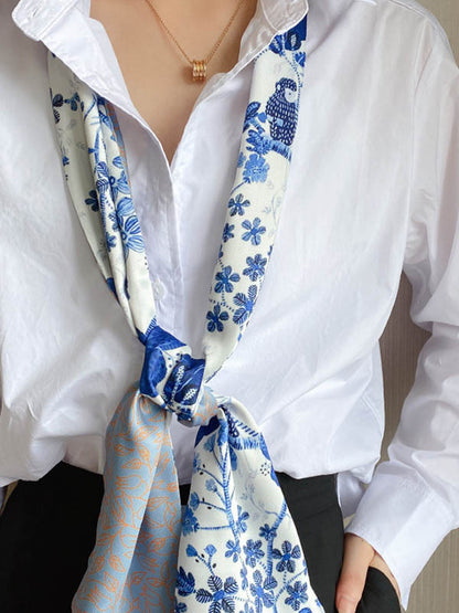 Vintage Silk Imitation Printed Scarf