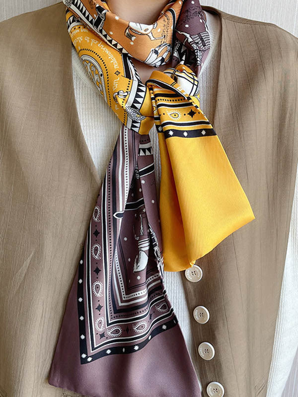 Vintage Silk Imitation Printed Scarf