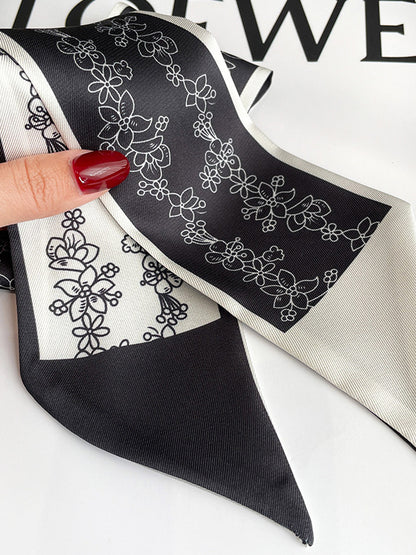 Flower Print Contrast Color Scarf