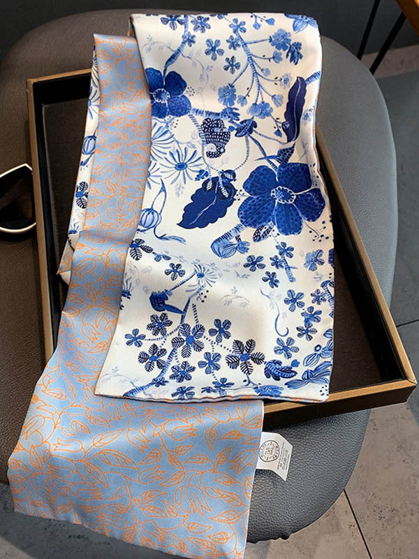 Vintage Silk Imitation Printed Scarf