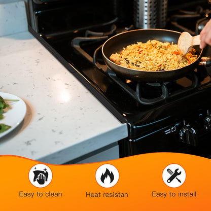 Stove Gap Filler, Easy retractable Length 13.8" to 27.5", Width 0.79",Black(2PCS)