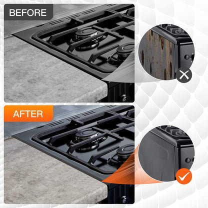 Stove Gap Filler, Easy retractable Length 13.8" to 27.5", Width 0.79",Black(2PCS)