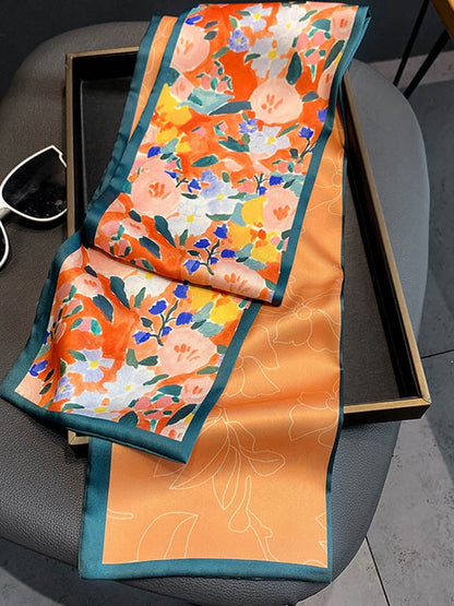 Vintage Silk Imitation Printed Scarf