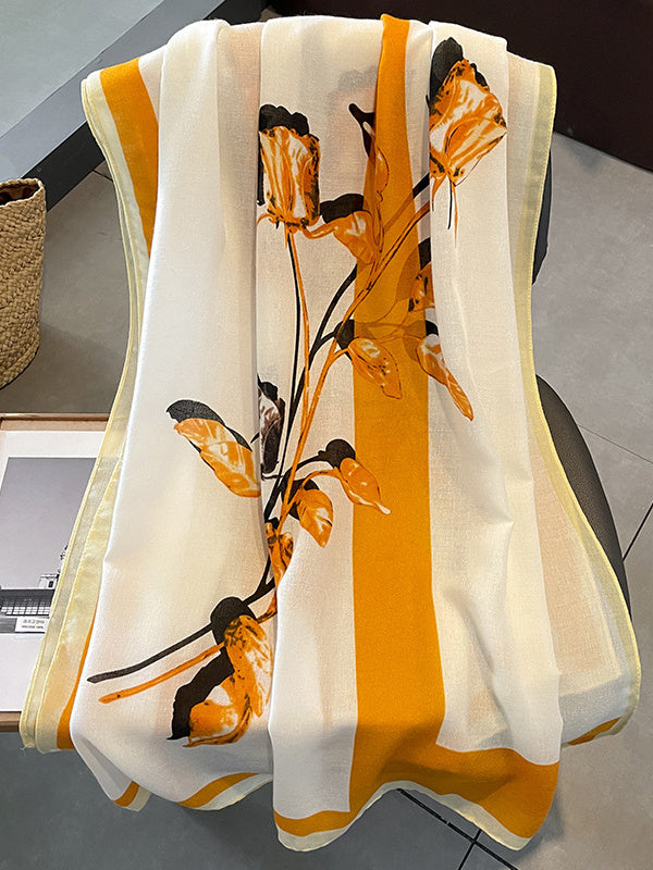 Leisure Fashion Floral Printed Sun Protection Scarf