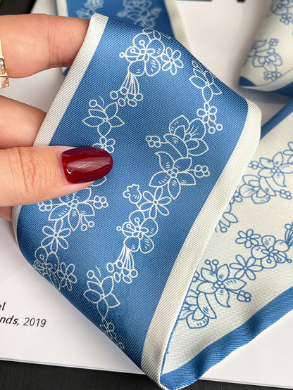 Flower Print Contrast Color Scarf