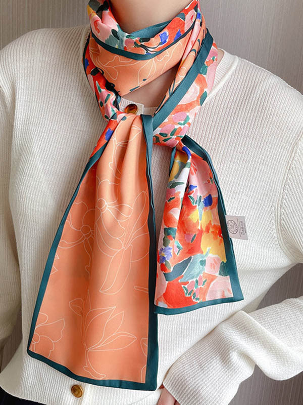 Vintage Silk Imitation Printed Scarf