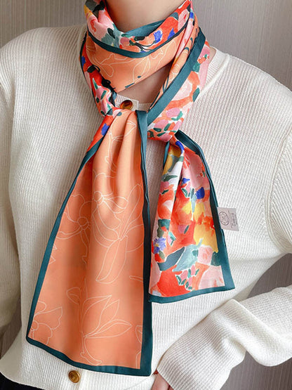 Vintage Silk Imitation Printed Scarf