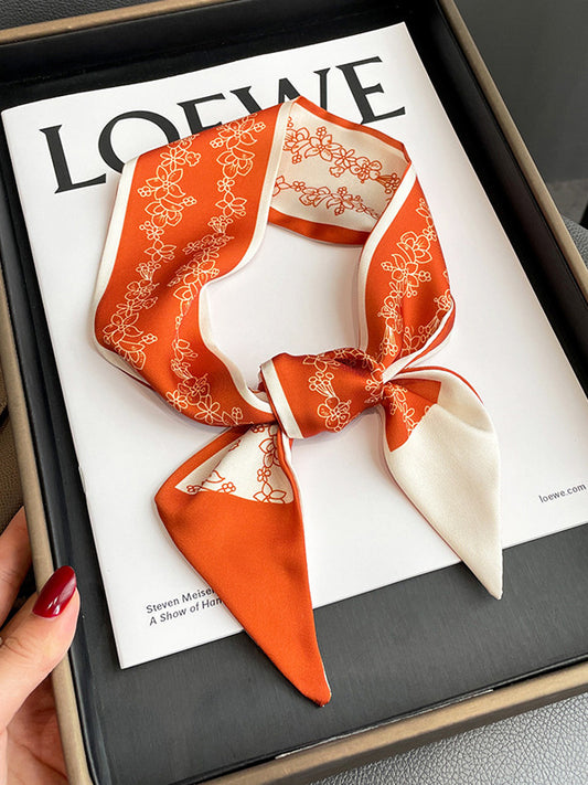 Flower Print Contrast Color Scarf