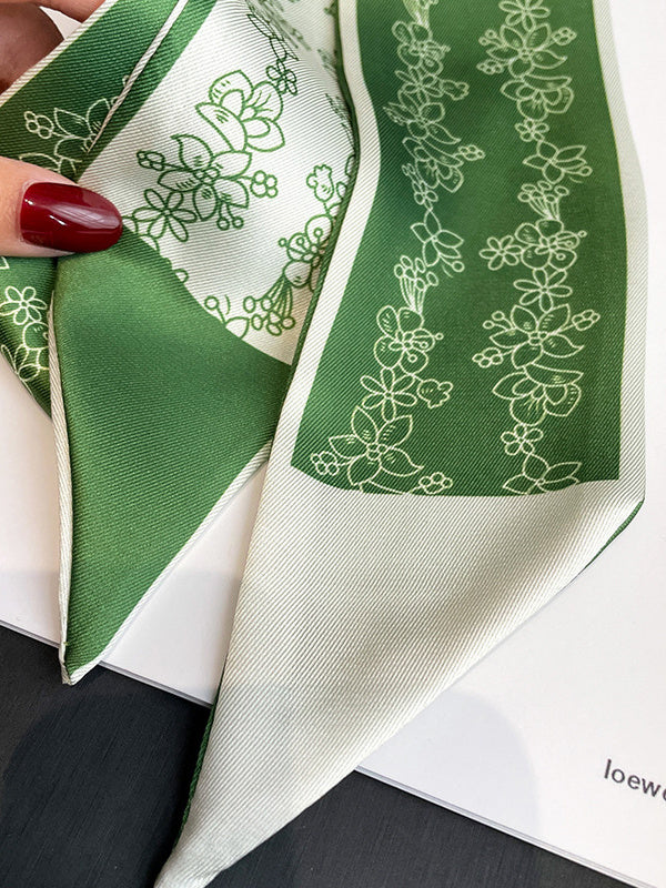 Flower Print Contrast Color Scarf