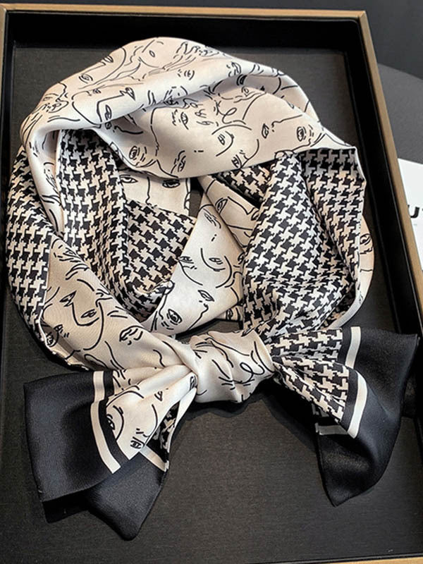 Vintage Silk Imitation Printed Scarf