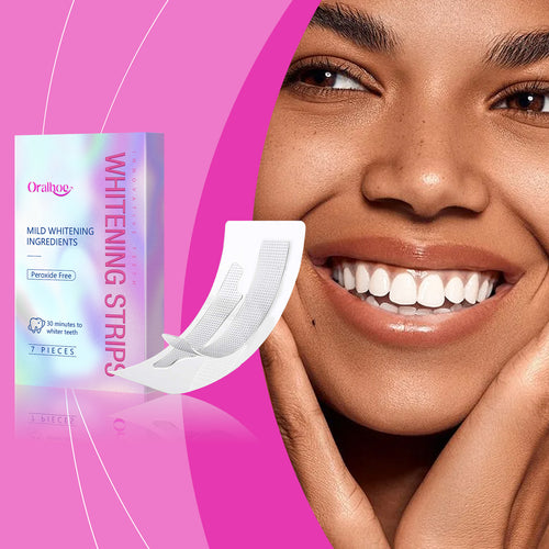 Teeth Whitening Strips 14 Treatments Kit, Peroxide Free Gentle Enamel Safe Green Strips, Instant Teeth Brightener w/ Coconut Oil