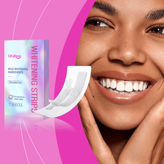 Teeth Whitening Strips 14 Treatments Kit, Peroxide Free Gentle Enamel Safe Green Strips, Instant Teeth Brightener w/ Coconut Oil