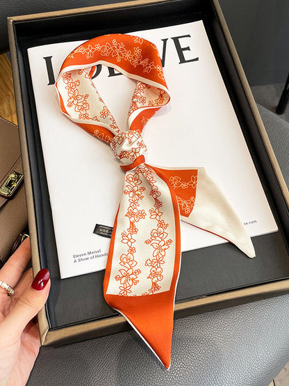 Flower Print Contrast Color Scarf