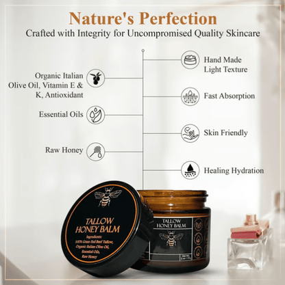 ⏳Organic Grass-Fed Beef Tallow Balm with Raw Honey