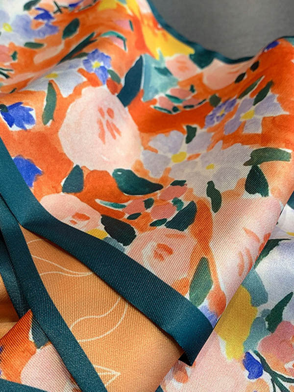 Vintage Silk Imitation Printed Scarf