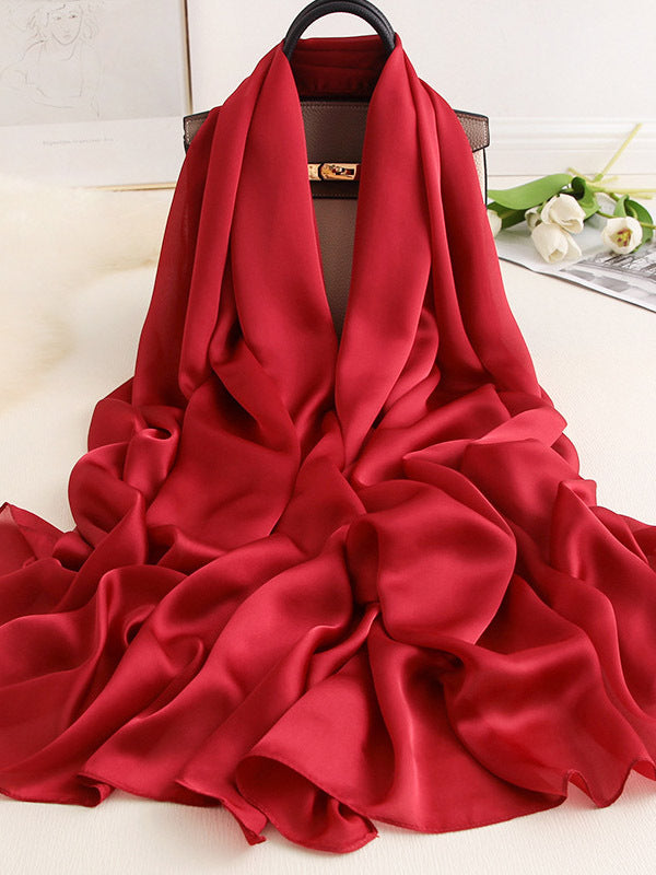 Solid Color Simple Original Sweet Satin Shawl&Scarf